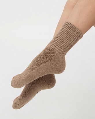 Теплые носки из монгольской шерсти коричневые